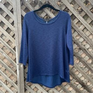 EUC Laila Jayde Women Large Long Sleeve Knit Navy Blue Stretch Pullover Sweater